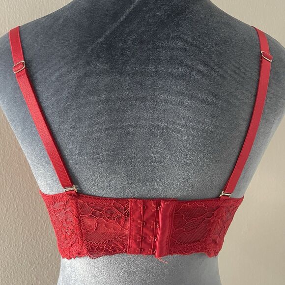 Marilyn Monroe Super Soft Light Lift Push-up Bra Red Lace 36C - Picture 3 of 5